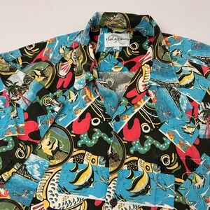 Tori Richard Mens Large Tropical Fish Short Sleeve Hawaiian Aloha Camp Shirt